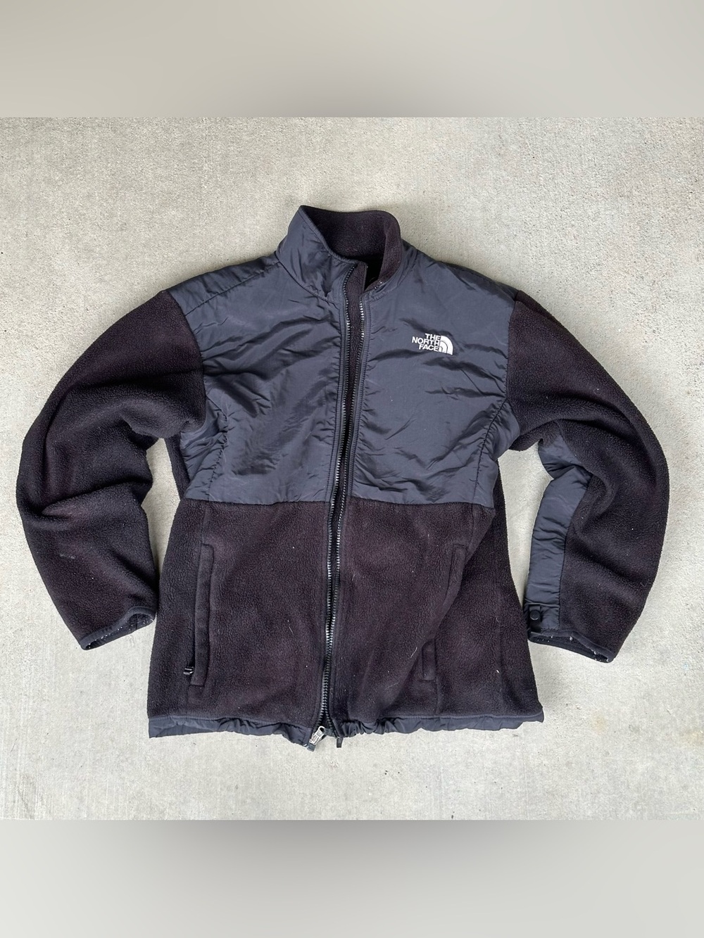 The North Face Men’s Black/Gray Full Zip Fleece Jacket Stand-Up Collar L